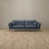 Top Grain Leather::Modern Italian Leather Sofa 2 Seater InkBlue Top Grain Leather
