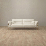 Top Grain Leather::Modern Italian Leather Sofa 2 Seater Ivory Top Grain Leather