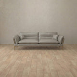 Top Grain Leather::Modern Italian Leather Sofa 2 Seater Pewter Top Grain Leather