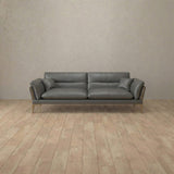 Top Grain Leather::Modern Italian Leather Sofa 2 Seater Smoke Top Grain Leather