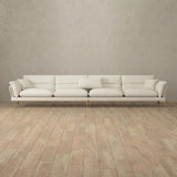 Top Grain Leather::Modern Italian Leather Sofa 4 Seater Ivory Top Grain Leather