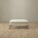 Top Grain Leather::Modern Italian Leather Sofa Ottoman Ivory Top Grain Leather