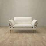 Top Grain Leather::Modern Italian Leather Sofa Single Ivory Top Grain Leather