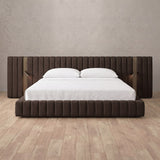 Linen Blend Espresso — Extended Headboard with Integrated Lighting
