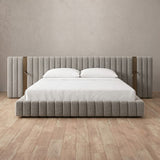 Boucle Pewter — Extended Headboard with Integrated Lighting