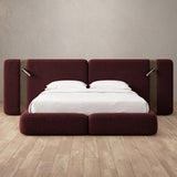 Boucle Burgundy — Extended Headboard with Integrated Lighting