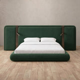 Boucle Forest Green — Extended Headboard with Integrated Lighting