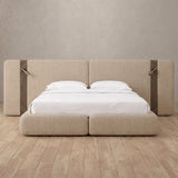 Linen Blend Latte — Extended Headboard with Integrated Lighting