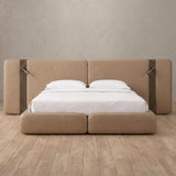 Performance Leather Latte — Extended Headboard with Integrated Lighting