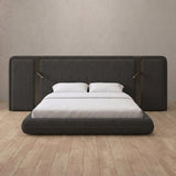 Linen Blend Charcoal — Extended Headboard with Integrated Lighting