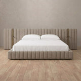 Linen Blend Taupe — Extended Headboard with Integrated Lighting