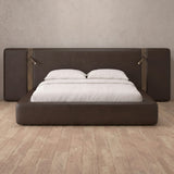 Performance Leather Espresso — Extended Headboard with Integrated Lighting