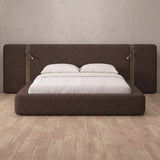 Linen Blend Espresso — Extended Headboard with Integrated Lighting