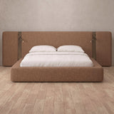 Linen Blend Cognac — Extended Headboard with Integrated Lighting