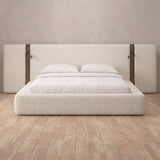 Linen Blend Off White — Extended Headboard with Integrated Lighting
