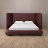 Performance Leather Burgundy — Extended Headboard