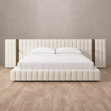 Linen Blend Off White — Extended Headboard with Integrated Lighting