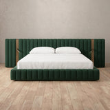 Boucle Forest Green — Extended Headboard with Integrated Lighting