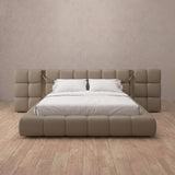 Performance Leather Taupe — Extended Headboard with Integrated Lighting