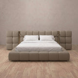 Performance Leather Taupe — Extended Headboard with Integrated Lighting