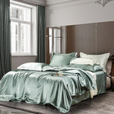 Premium Teal Mulberry Silk Bedding Set
