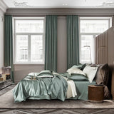 Premium Teal Mulberry Silk Bedding Set