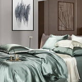Premium Teal Mulberry Silk Bedding Set