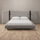 Boucle Pewter — Extended Headboard with Integrated Lighting