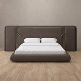 Performance Leather Truffle — Extended Headboard with Integrated Lighting