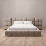 Boucle Taupe — Extended Headboard with Integrated Lighting