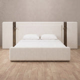 Linen Blend Off White — Extended Headboard with Integrated Lighting