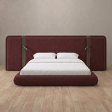 Linen Blend Burgundy — Extended Headboard with Integrated Lighting