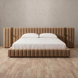 Boucle Toffee — Extended Headboard with Integrated Lighting