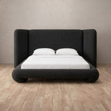 Boucle Charcoal — Extended Headboard