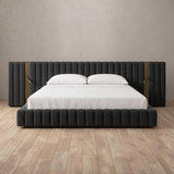Boucle Smoke — Extended Headboard with Integrated Lighting