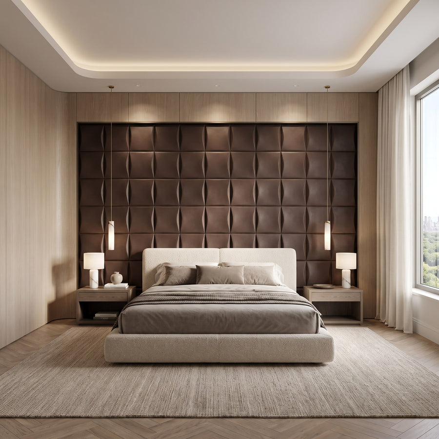 Sahara Square 3D Wall Panel in Dark Brown