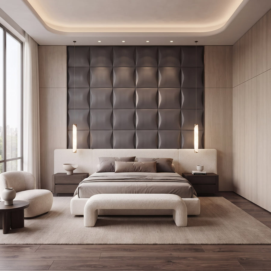 Sahara Square 3D Wall Panel in Charcoal Grey