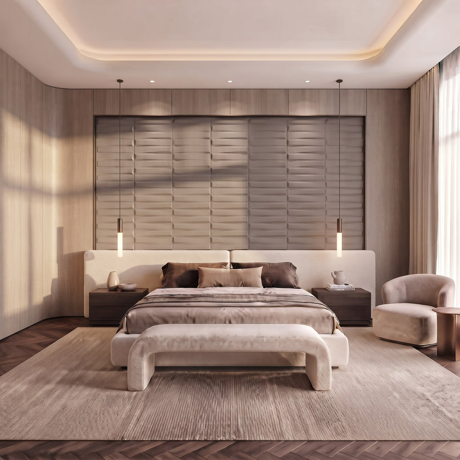 Illusory Square 3D Leather Wall Panel in Grey