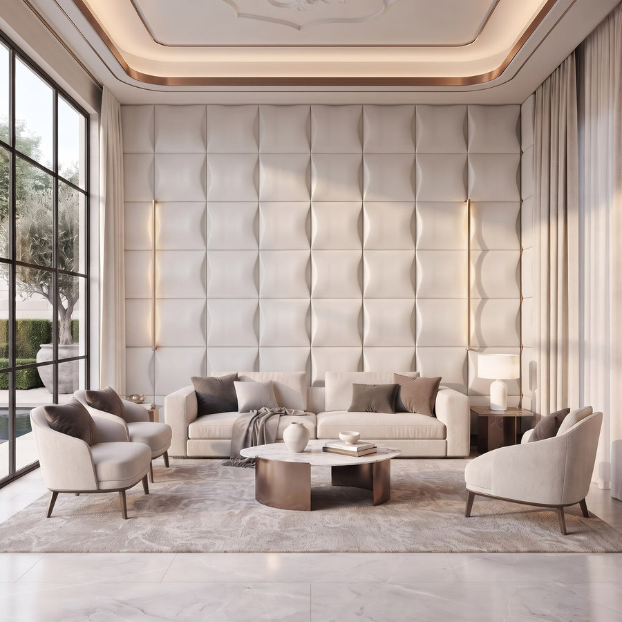 Sahara Square 3D Wall Panel in Classic White