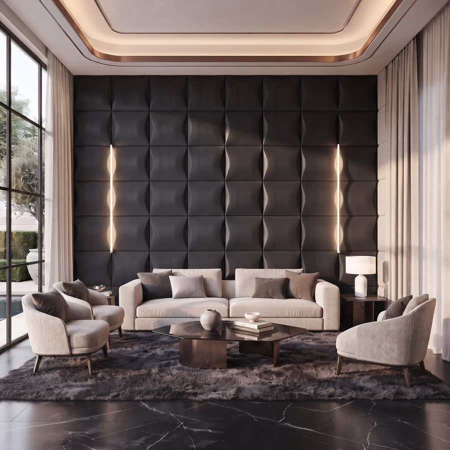 Sahara Square 3D Wall Panel in Black