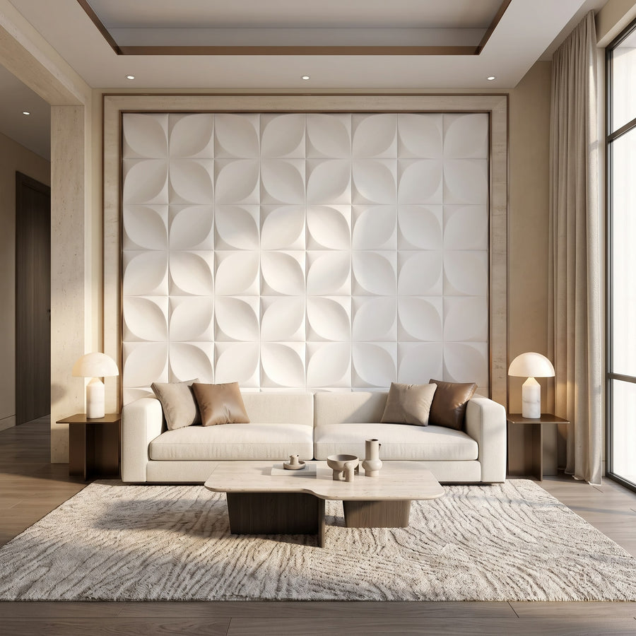 Florapod Square 3D Leather Wall Panel in Classic White