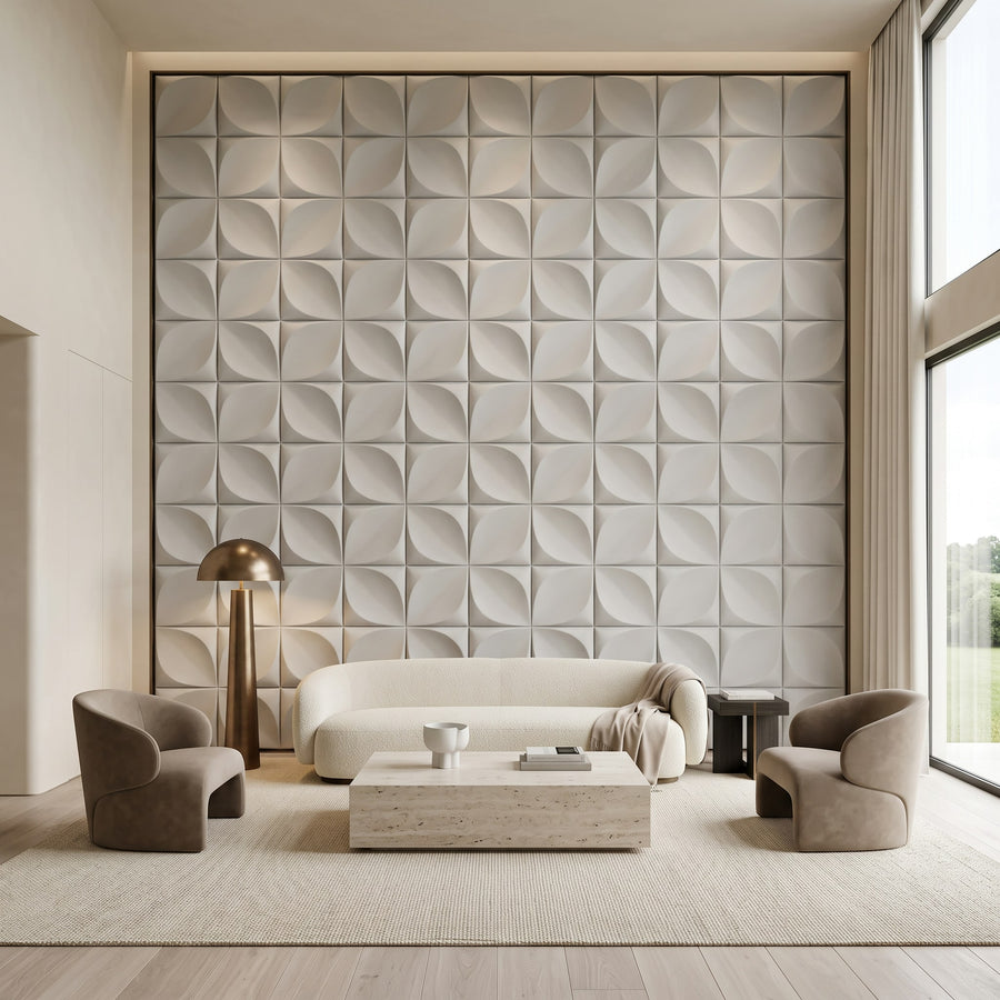 Florapod Square 3D Leather Wall Panel in Light Grey