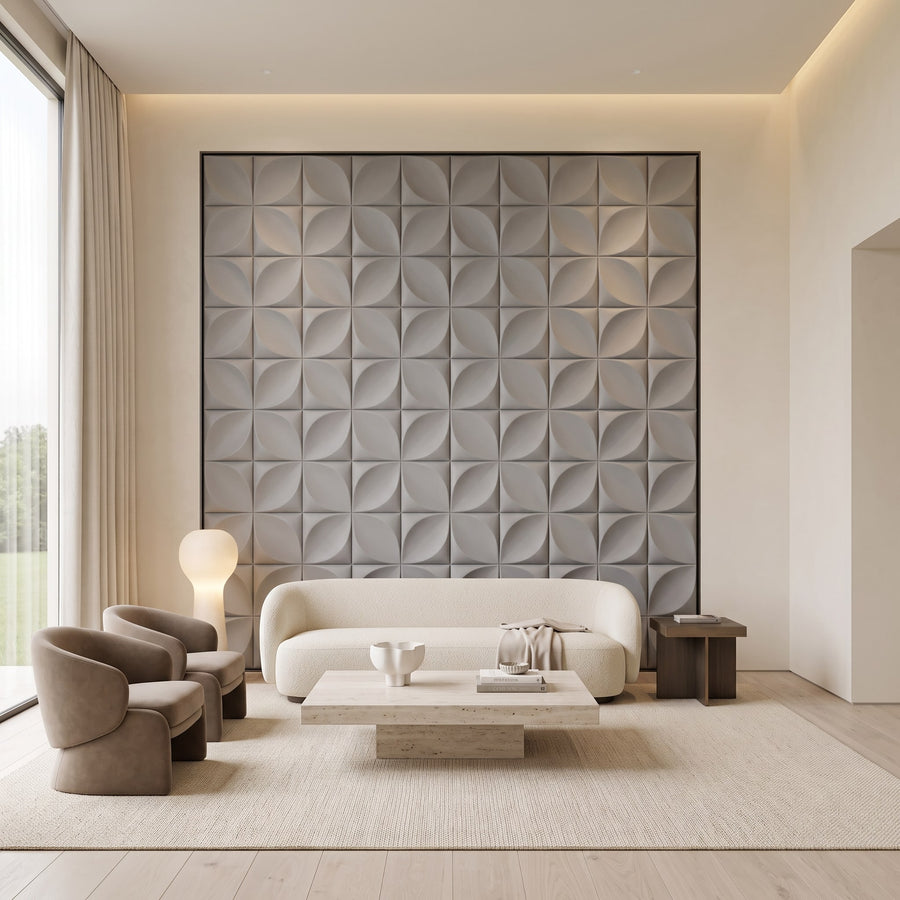 Florapod Square 3D Leather Wall Panel in Grey