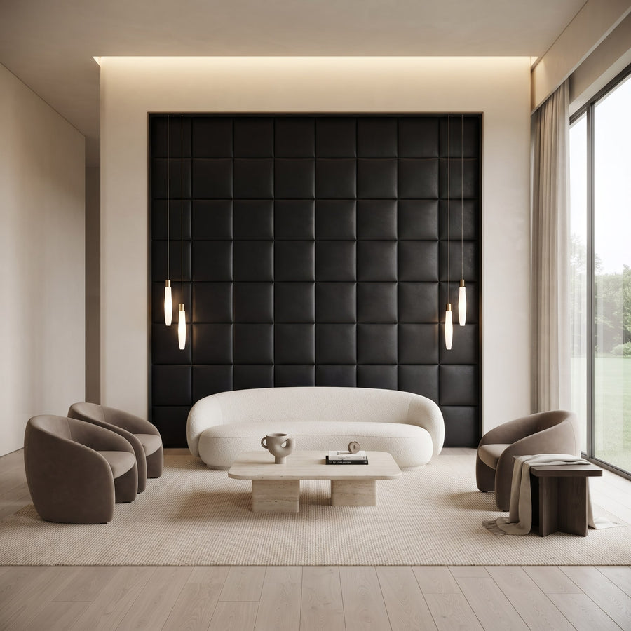 Cubed Vera 3D Leather Wall Panel in Black