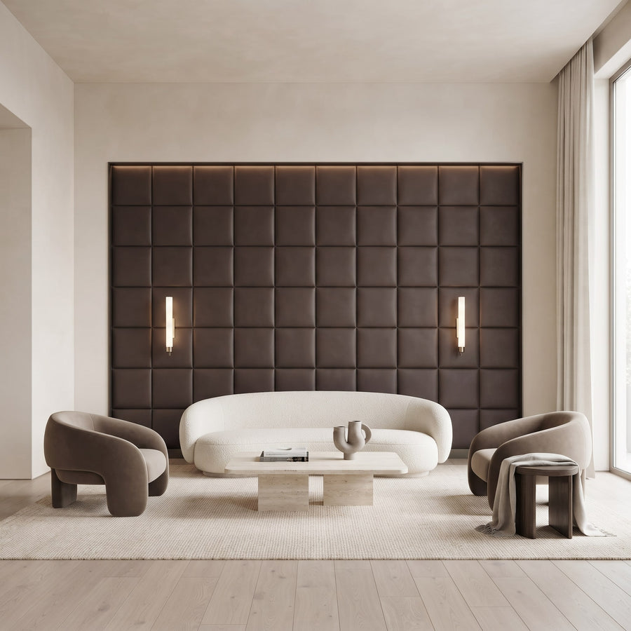 Cubed Vera 3D Leather Wall Panel in Dark Brown