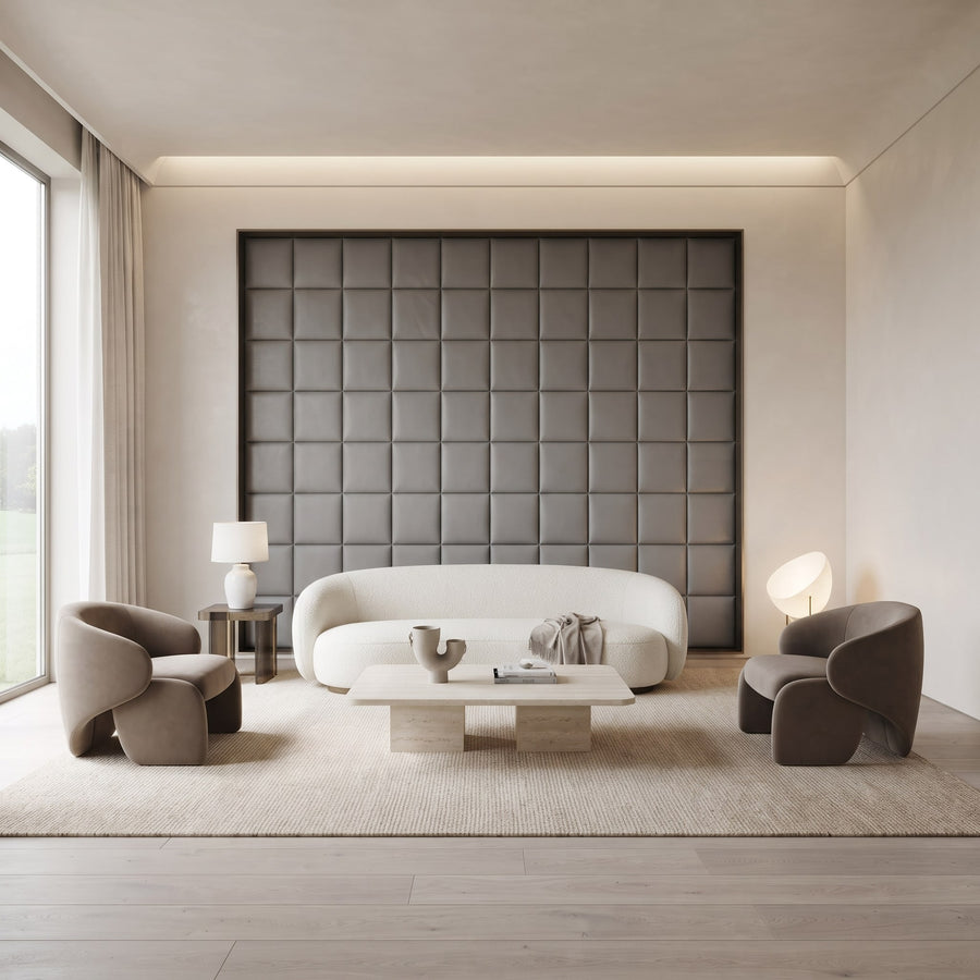 Cubed Vera 3D Leather Wall Panel in Grey