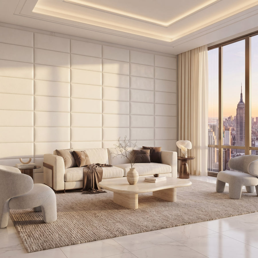 Recta Vera 3D Leather Wall Panel in Classic White