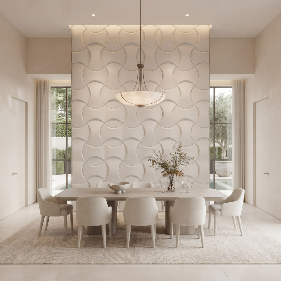 Coco Geometric 3D Leather Wall Panel in Classic White