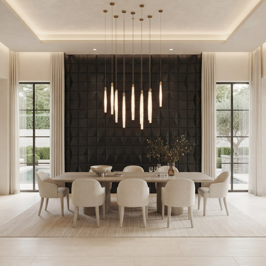 Flawless Square 3D Leather Wall Panel in Black