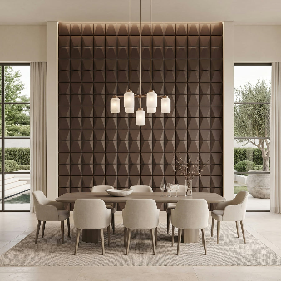 Flawless Square 3D Leather Wall Panel in Dark Brown